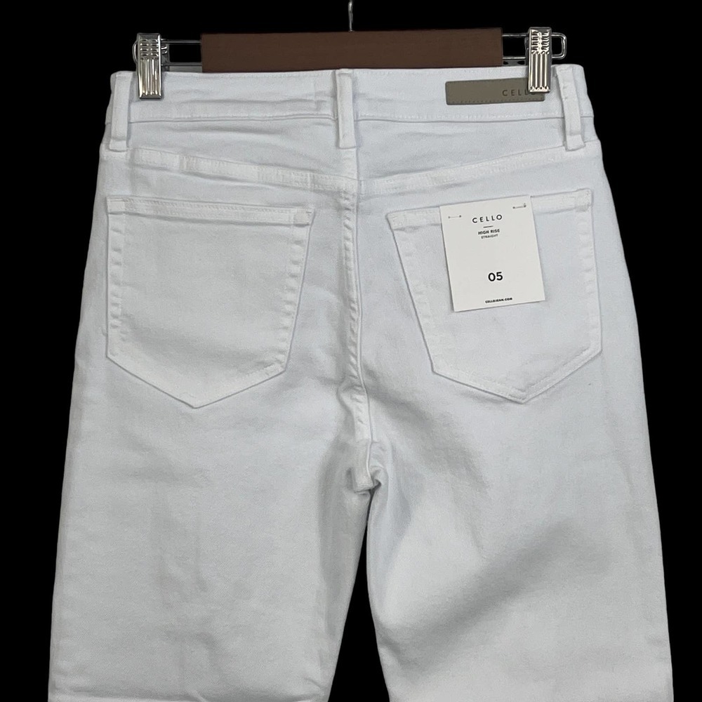 Cello ELEANOR‎ DISTRESSED HIGH RISE SLIM FIT STRAIGHT LEG JEANS WHITE WASH NWT - Picture 9 of 16